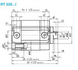 CILINDRO PNEUMATICO TELESCOPICO DI DE 2 A STADI IN ACCIAIO CROMATO STELO FEMMINA RT Ø 25 MM 180 MM  REF. UNIVER RT2200250180I