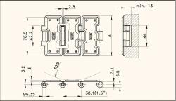CORRENTE DE CHARNEIRA DE AÇO 66 82.5 MM REXNORD