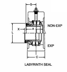 SOPORTE PILLOW BLOCK CUATRO PERNO CON RODAMIENTO SELLADO LABERINTO CON EXPANSION P4B520-ISAF-307LE REF. DODGE 070090