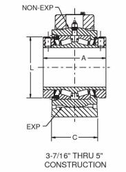 SOPORTE PILLOW BLOCK TAF 4 PERNO BASE EN HIERRO GRIS CON RODAMIENTO CON EXPANSION EJE 4-7/16 PULGADAS REF. DODGE 037628