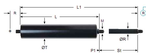 RESORTE A GAS DE TRACCION NITRIDER DIAMETRO VASTAGO 10 MM DIAMETRO TUBO 28 MM LONGITUD 150 MM FUERZA 1150 N REF. N-STRUTS T10ACM1150