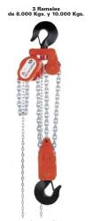 POLIPASTO DE CARRO CADENA MODELO AR-7 3 RAMALES CAPACIDAD CARGA 8000 KG ACOPLADO A CARRO CT-CR 3 M REF. AMENABAR M53080