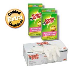 GUANTES SCOTCH-BRITE DESECHABLES DE LATEX TALLA PEQUEÑA MEDIANA PACK 10 UNIDADES REF. 3M RN000988733