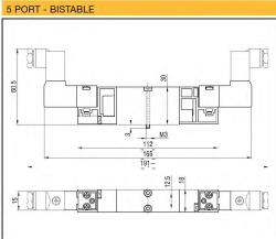 VALVULA MEV SOLENOIDE 5/2 VIAS BIESTABLE PILOTO ASISTIDO 110 V AC TAMAÑO 02 REF. WAIRCOM MEV18 KUR/KUR 11050