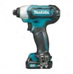 ATORNILLADOR DE IMPACTO MOTOR UNIVERSAL CON ESCOBILLAS VOLTAJE 10.8 V RANGO DE PAR 0-110 NM VELOCIDAD 0-2600 RPM DIMENSIONES 153X66X204 MM PESO 1.0 KG REF. MAKITA TD110DZ