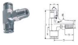 RACOR EM T AUTOMÁTICO EM AÇO INOX COM ROSCA Ø10 MM R 1/4