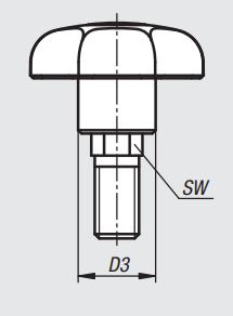 EMPUÑADURA DE BLOQUEO  CON MECANISMO L1=17 D=5 ACERO DE CORTE FACIL DE BLOQUEO TA.2 D2=40 M10X1 L=469 REF. NORELEM 03191-210051
