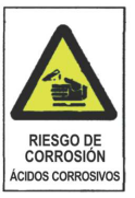 SEÑAL DE AVISO DE PELIGRO: RIESGO DE CORROSION, ACIDOS CORROSIVOS REFLECTANTE DE 330X500 MM